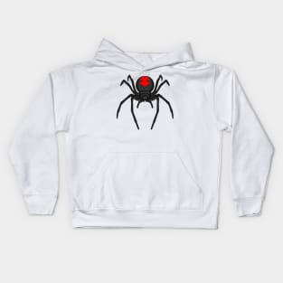 Scary black widow spider cartoon illustration Kids Hoodie